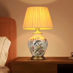 Lampada da tavolo tradizionale in vetro, base in legno, lampada da lettura da comodino in metallo con braccio ad arco Lampada da tavolo vintage per ufficio, lampade da scrivania in stile antico