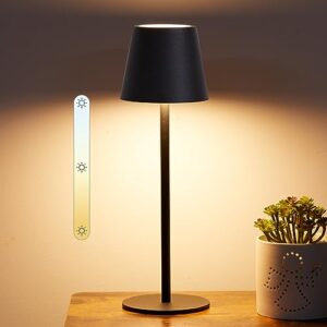 Sunlary 2 Pezzi Lampada da Tavolo Senza Fili RGB lampada Tavolo Led Ricaricabile, Lampada Touch Da Comodino Dimmerabile Lampada da Scrivania, Protezione IP54, per Camera, Bar, Ristoranti (Nero